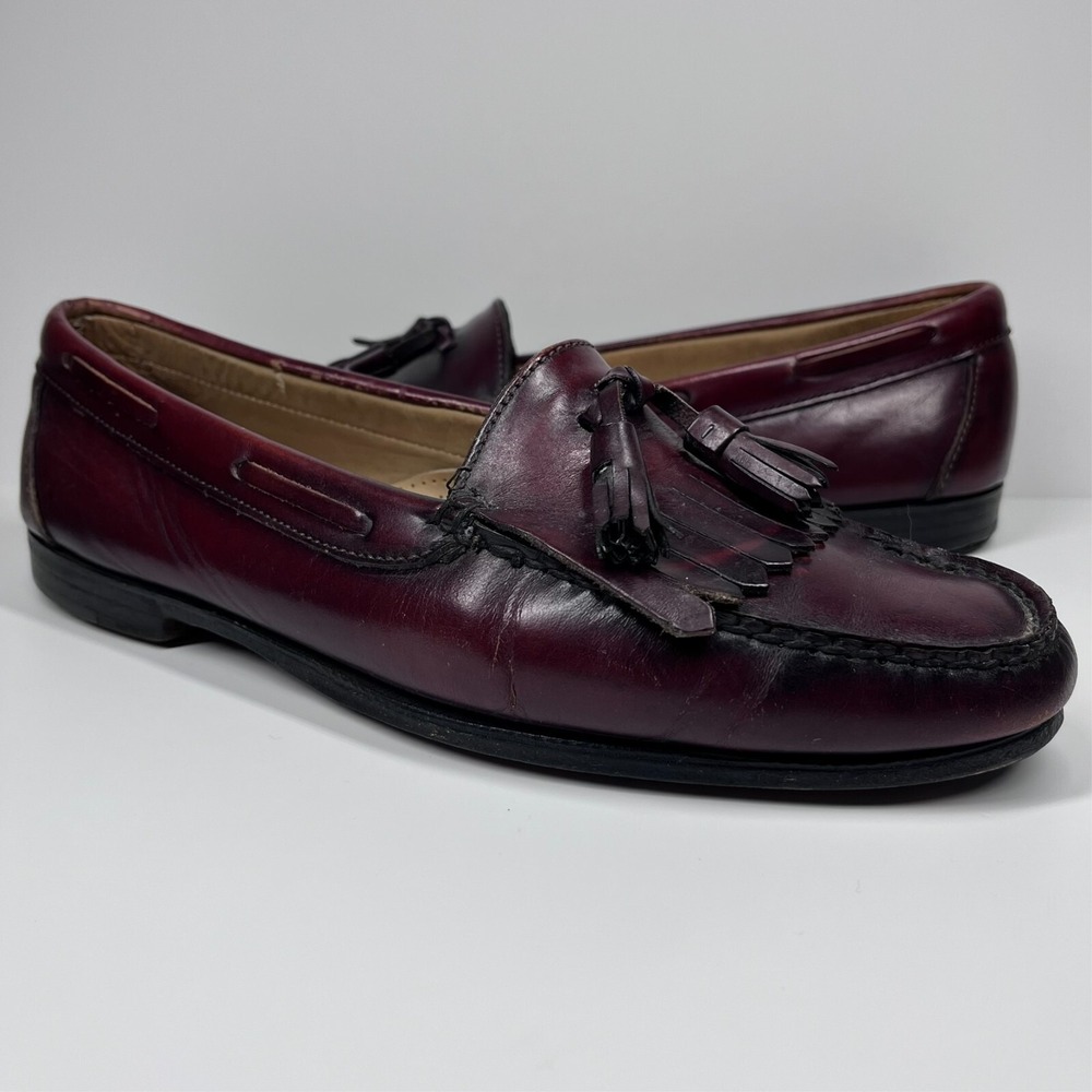 GH Bass Weejuns Slip On Loafers Mens 10.5 D Burgundy Tassel Kiltie Leather USA